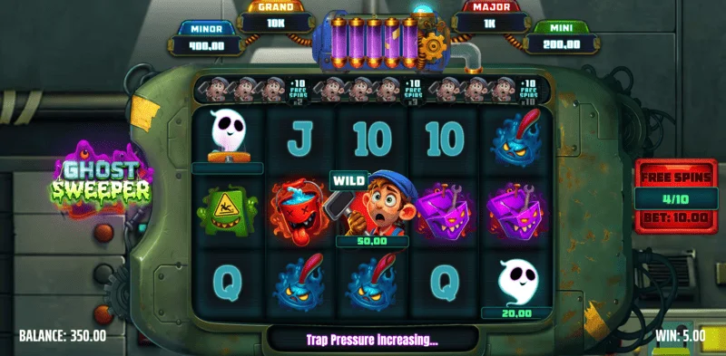 Ghost Sweeper - สัญลักษณ์ Wild ที่ตกลงบนวงล้อของเกมหลัก